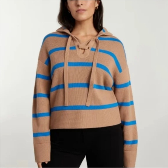 Everlane The Lace Up Smock Stripe Sweater - Picture 1 of 12